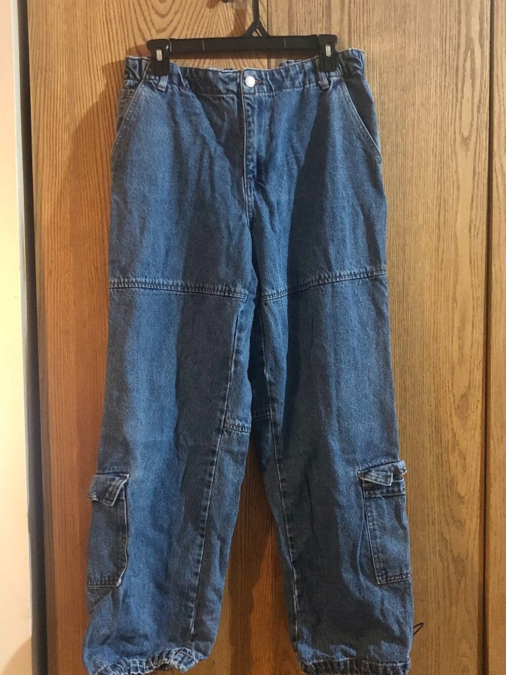 Y2K 90s Forever 21 Women's Jogger Size 28 Medium Denim Cargo Pants Baggy Utility